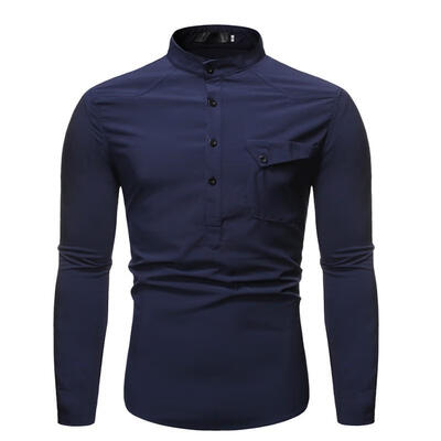 Male Fashion Solid Color Shirt All-match Long-sleeve Stand Collar Tops Shirt for Men
Male Fashion Solid Color Shirt All-match Long-sleeve Stand Collar Tops Shirt for Men