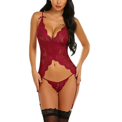 Gobestart Sexy Women lady Lace V-neck Bodysuit Underwear Thong With Garter Lingerie Set
Gobestart Sexy Women lady Lace V-neck Bodysuit Underwear Thong With Garter Lingerie Set