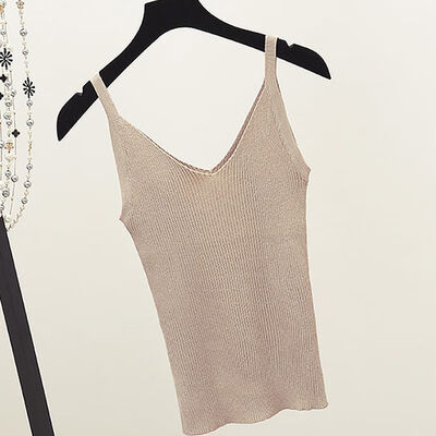 Women V-Collar Slim Bright Knitting Vest Bottoming Stretch Sleeveless Sling Bottoming Camisole
Women V-Collar Slim Bright Knitting Vest Bottoming Stretch Sleeveless Sling Bottoming Camisole