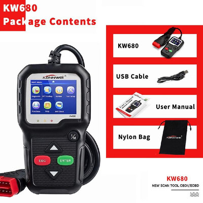 KONNWEI OBDII CAN Diagnostic Tool Car Code Reader KW680 Engine Light Scan Tool OBD II Scanner for Cars Since 1996
KONNWEI OBDII CAN Diagnostic Tool Car Code Reader KW680 Engine Light Scan Tool OBD II Scanner for Cars Since 1996