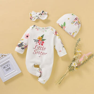 Lovely Newborn Baby Girl Floral Jumpsuit Long Sleeve Little Sister Romper With Headband Hat Outfits Set
Lovely Newborn Baby Girl Floral Jumpsuit Long Sleeve Little Sister Romper With Headband Hat Outfits Set