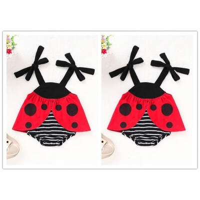 Lovely summer newborn baby girl ladybug jumpsuit Romper Bodysuit Jumpsuit