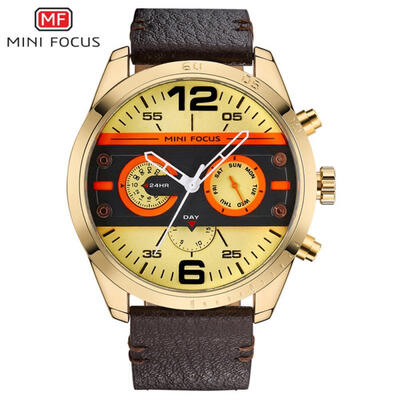 MINI FOCUS Sports Men Watches Fashion Military Waterproof Quartz Wristwatch 24 Hour Clock With Leather Strap MF0068G
MINI FOCUS Sports Men Watches Fashion Military Waterproof Quartz Wristwatch 24 Hour Clock With Leather Strap MF0068G