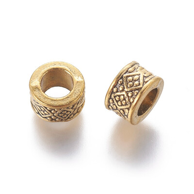 Zinc Alloy European Beads Lead Free & Cadmium Free Antique Golden Color Column about 8mm in diameter 5mm thick hole 45mm
Zinc Alloy European Beads Lead Free & Cadmium Free Antique Golden Color Column about 8mm in diameter 5mm thick hole 45mm
