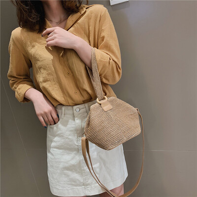 Women Handmade Rattan Weave Handbag Straw Knit Messenger Bag Ladys Shoulder Bags Top-handle Bag Sac A Main YJ
Women Handmade Rattan Weave Handbag Straw Knit Messenger Bag Ladys Shoulder Bags Top-handle Bag Sac A Main YJ
