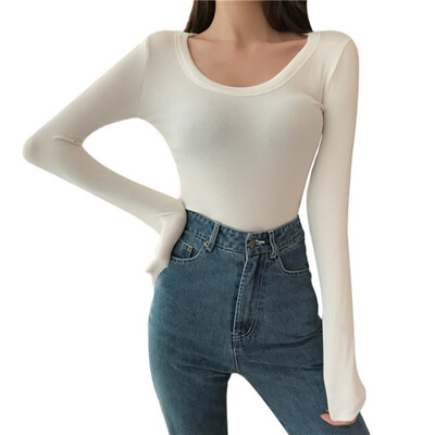 Sexy U Neck Low chest T shirt Long Sleeve Slim Basic T-Shirt For women Wild Solid color Tee top spring top
Sexy U Neck Low chest T shirt Long Sleeve Slim Basic T-Shirt For women Wild Solid color Tee top spring top