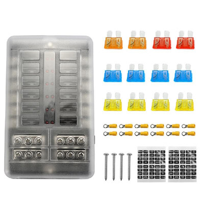32V Plastics Cover Fuse Box Holder M5 Stud With LED Indicator Light 12 Ways Blade for Auto Car Boat Marine Trike
32V Plastics Cover Fuse Box Holder M5 Stud With LED Indicator Light 12 Ways Blade for Auto Car Boat Marine Trike