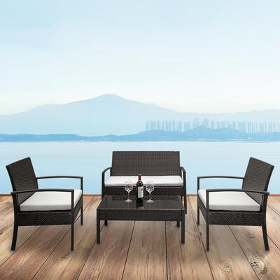 Ktaxon 4PCS Patio Rattan Wicker Chair Sofa Table Set Outdoor Garden Furniture Cushioned
Ktaxon 4PCS Patio Rattan Wicker Chair Sofa Table Set Outdoor Garden Furniture Cushioned