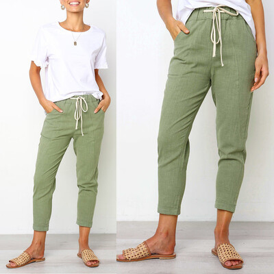 Tailored Women Casual Solid Pockets Pants Waistband Bandage Mid-Waist Pencil Trousers
Tailored Women Casual Solid Pockets Pants Waistband Bandage Mid-Waist Pencil Trousers