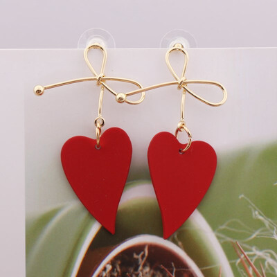 EK524 Korean Fashion Metal Spray Painted Bow-knot Heart Drop Earrings for Women Handmade Sweet Wedding Jewelry Pendientes Gift
EK524 Korean Fashion Metal Spray Painted Bow-knot Heart Drop Earrings for Women Handmade Sweet Wedding Jewelry Pendientes Gift