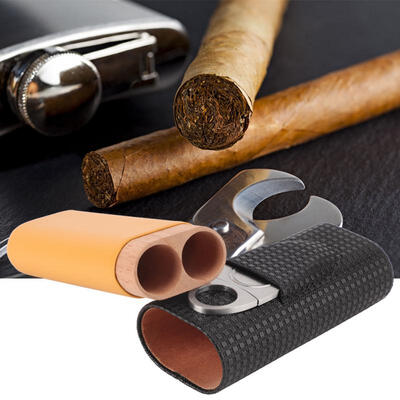 Greensen Black Leather Cedar Wood 2 Tube Travel Cigar Case Humidor with Cigar Cutter
Greensen Black Leather Cedar Wood 2 Tube Travel Cigar Case Humidor with Cigar Cutter