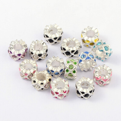 Alloy Enamel European Beads with Grade A Rhinestone Large Hole Beads Column Mixed Color 11x6mm Hole 5mm
Alloy Enamel European Beads with Grade A Rhinestone Large Hole Beads Column Mixed Color 11x6mm Hole 5mm