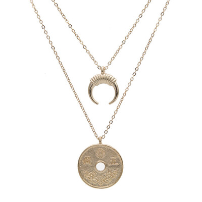 Bohomian Multilayer Necklace Round Coin&Half Moon Pendant Necklace For Women Metal Gold Color Jewelry
Bohomian Multilayer Necklace Round Coin&Half Moon Pendant Necklace For Women Metal Gold Color Jewelry