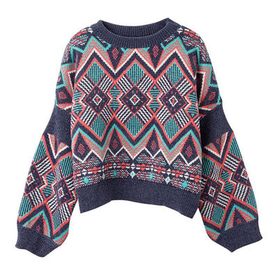 Women Sweet Knit Totem Diamond Flower Print Sweaters Round Neck Pullover Long Sleeve Casual Loose Tops
Women Sweet Knit Totem Diamond Flower Print Sweaters Round Neck Pullover Long Sleeve Casual Loose Tops