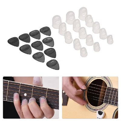 Guitar Accessories Kit Includes 15pcs Silicone Guitar Finger Protectors 10pcs Guitar Picks for Acoustic Guitar Beginners
Guitar Accessories Kit Includes 15pcs Silicone Guitar Finger Protectors 10pcs Guitar Picks for Acoustic Guitar Beginners