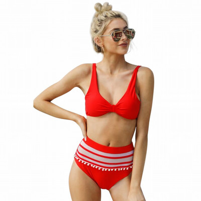 Bikini two-piece Womens Swimwear wrapped chest strap high waist triangle split swimsuit
Bikini two-piece Womens Swimwear wrapped chest strap high waist triangle split swimsuit