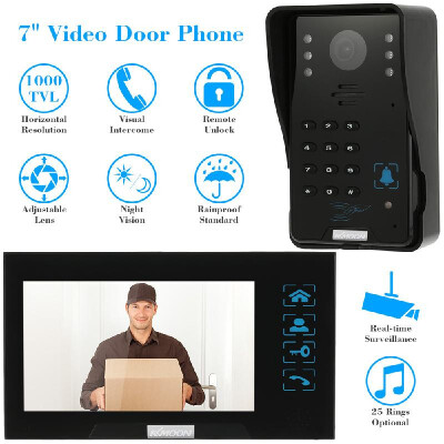 KKmoon® 7" Video Door Phone Intercome Doorbell Touch Button ID CardsCodeRemote Controller Unlock Night Vision Rainproof Security
KKmoon® 7" Video Door Phone Intercome Doorbell Touch Button ID CardsCodeRemote Controller Unlock Night Vision Rainproof Security