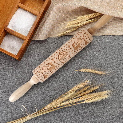 Toponeto Christmas Rolling Pin Engraved Carved Wood Embossed Rolling Pin Kitchen Tool
Toponeto Christmas Rolling Pin Engraved Carved Wood Embossed Rolling Pin Kitchen Tool