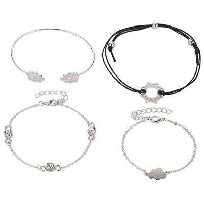 Individual Exquisite Crystal Leaves Cloud Sun Leather Chain Multilayer Bracelet For Women Girl Creative Gold Silver Bracelet Set
Individual Exquisite Crystal Leaves Cloud Sun Leather Chain Multilayer Bracelet For Women Girl Creative Gold Silver Bracelet Set
