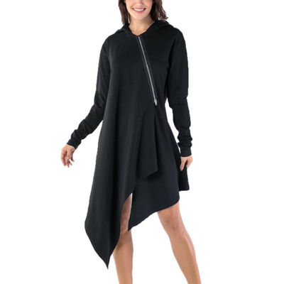 Autumn Women Irregular Hem Sweatshirts Solid Color Zipper Loose Long Sleeved Hoodies Casual Hooded Pullovers
Autumn Women Irregular Hem Sweatshirts Solid Color Zipper Loose Long Sleeved Hoodies Casual Hooded Pullovers
