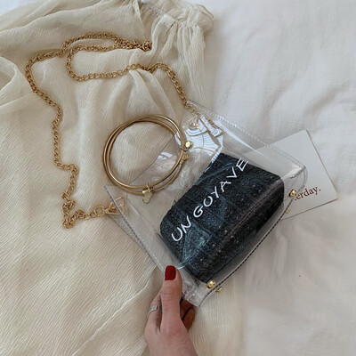 Jelly transparent bag womens new 2019 summer simple small package with a circular handbag chain satchel
Jelly transparent bag womens new 2019 summer simple small package with a circular handbag chain satchel