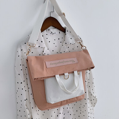 New casual bag female 2019 new Korean version of the fashion contrast color canvas shoulders versatile shoulder slung tote bag
New casual bag female 2019 new Korean version of the fashion contrast color canvas shoulders versatile shoulder slung tote bag