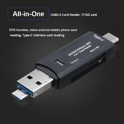 Type C & Micro USB & USB 3 In 1 OTG Card Reader High-speed USB30 Universal OTG TFSD for Android Computer Extension Headers White
Type C & Micro USB & USB 3 In 1 OTG Card Reader High-speed USB30 Universal OTG TFSD for Android Computer Extension Headers White