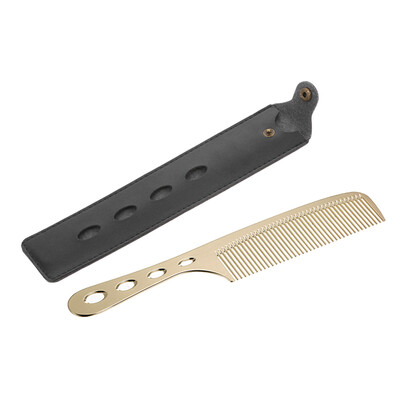 Professional Hair Salon Stainless Steel Hair Comb Hairdressing Steel Comb Hair Cutting Metal Comb Long Handle Black