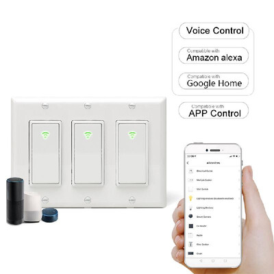 Wi-Fi Smart In-wall Light Switch Timing Function 3 Gang Switch Box Voice Control Compatible with Alexa Google Home IFTTT APP Contr
Wi-Fi Smart In-wall Light Switch Timing Function 3 Gang Switch Box Voice Control Compatible with Alexa Google Home IFTTT APP Contr