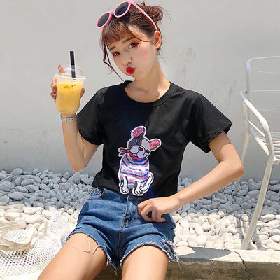 Women Summer T-Shirt Round Collar Loose Sequins Printed tshirt Short-Sleeved Casual Wild Tops harajuku t shirt women
Women Summer T-Shirt Round Collar Loose Sequins Printed tshirt Short-Sleeved Casual Wild Tops harajuku t shirt women