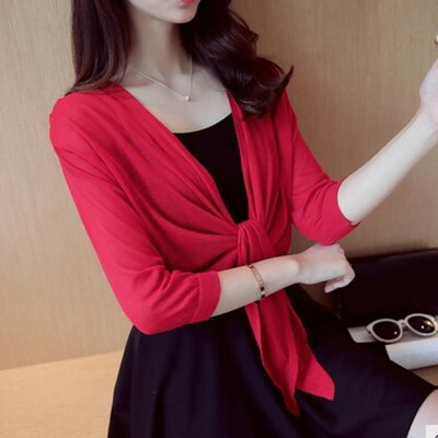 Womens Summer Loose Simple Casual Solid Color Three Quarter Sleeve T Shirt Comfortable Breathable Thin Knitwear Lace Up T-Shirt
Womens Summer Loose Simple Casual Solid Color Three Quarter Sleeve T Shirt Comfortable Breathable Thin Knitwear Lace Up T-Shirt