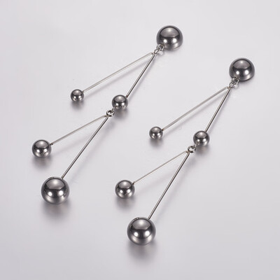 304 Stainless Steel Dangle Stud Earrings Half Round&Round Stainless Steel Color 88x23x10mm Pin 08mm
304 Stainless Steel Dangle Stud Earrings Half Round&Round Stainless Steel Color 88x23x10mm Pin 08mm