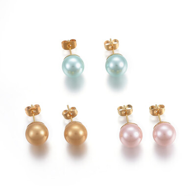 Shell Pearl Ball Stud Earrings with 304 Stainless Steel Findings Round Golden Mixed Color 22x10mm Pin 08mm 12pairscard
Shell Pearl Ball Stud Earrings with 304 Stainless Steel Findings Round Golden Mixed Color 22x10mm Pin 08mm 12pairscard