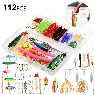 112pcs Fishing Lure Set Fishing Lure Bait Gear Kit Spinnerbaits Worms Jig Hooks with Tackle Box
112pcs Fishing Lure Set Fishing Lure Bait Gear Kit Spinnerbaits Worms Jig Hooks with Tackle Box