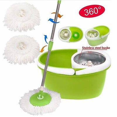 New 360 Easy Spin Wring Mop&Stainless Steel Bucket System Includes 2 Free Microfiber Mop Heads green
New 360 Easy Spin Wring Mop&Stainless Steel Bucket System Includes 2 Free Microfiber Mop Heads green