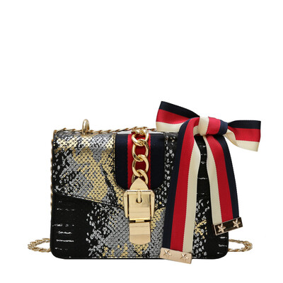 Small bag female ins wide shoulder strap Messenger bag Korean version of the bow shoulder bag small square