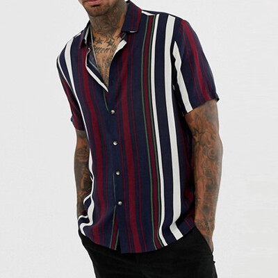 Toponeto Men Short Sleeve Multicolor Irregular Stripe Button-down T-Shirt Men Blouse
Toponeto Men Short Sleeve Multicolor Irregular Stripe Button-down T-Shirt Men Blouse