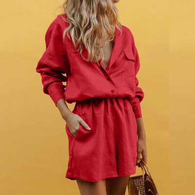 Roseonmyhand Women V Neck Slim Summer Cotton Lapel Button Temperament Suit Shorts Suit
Roseonmyhand Women V Neck Slim Summer Cotton Lapel Button Temperament Suit Shorts Suit