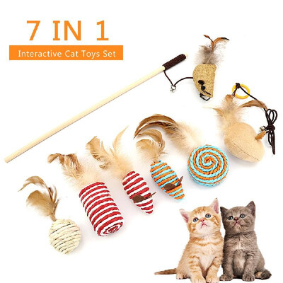 7 IN 1 Interactive Cat Toys Feather Teaser Wand Sisal Mouse Sisal Ball Plush Mouse with Bell Toy for Cats Kittens
7 IN 1 Interactive Cat Toys Feather Teaser Wand Sisal Mouse Sisal Ball Plush Mouse with Bell Toy for Cats Kittens