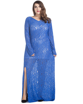 Women Plus Size Lace Maxi Dress V-Neck Full Sleeve Lined Evening Party Solid Long Dress
Women Plus Size Lace Maxi Dress V-Neck Full Sleeve Lined Evening Party Solid Long Dress