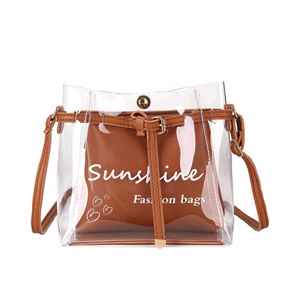 Women 2pcs Jelly Transparent Shoulder Bag Clear PVC Messenger Bags Lady Small Drawstring Bucket Bags Sac A Main YJ
Women 2pcs Jelly Transparent Shoulder Bag Clear PVC Messenger Bags Lady Small Drawstring Bucket Bags Sac A Main YJ