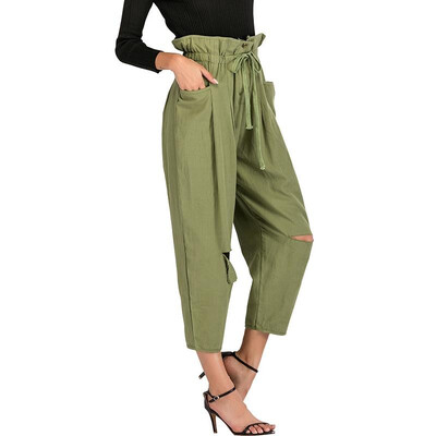 Fashion Women Holes Harem Pants High Waist Solid Color Pleated Bow Tie Loose Trousers Streetwear
Fashion Women Holes Harem Pants High Waist Solid Color Pleated Bow Tie Loose Trousers Streetwear