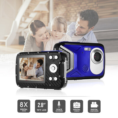 1080P FHD Digital Camera 8 Mega Pixels CMOS 28 Inch LCD Display 8X Zoom 5M Waterproof Anti-shake Face Detect With Rechargeable Li
1080P FHD Digital Camera 8 Mega Pixels CMOS 28 Inch LCD Display 8X Zoom 5M Waterproof Anti-shake Face Detect With Rechargeable Li