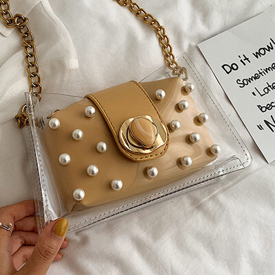 North bag Pearl rivet bag 2019 summer bag transparent bag Messenger bag Joker chain bag shoulder bag
North bag Pearl rivet bag 2019 summer bag transparent bag Messenger bag Joker chain bag shoulder bag