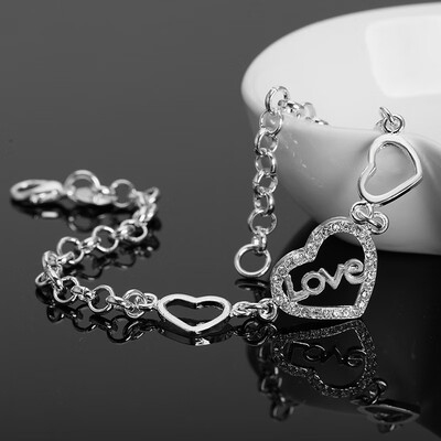 Romantic I Love You Plated 925 Silver Heart Bracelet for Women Lovers Crystal Slider Chain Bracelets Jewelry
Romantic I Love You Plated 925 Silver Heart Bracelet for Women Lovers Crystal Slider Chain Bracelets Jewelry
