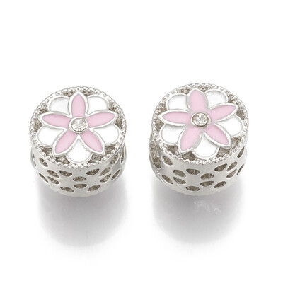 Alloy Enamel European Beads with Rhinestone Hollow Large Hole Beads Flat Round with Flower Platinum 12x115x10mm Hole 5mm
Alloy Enamel European Beads with Rhinestone Hollow Large Hole Beads Flat Round with Flower Platinum 12x115x10mm Hole 5mm