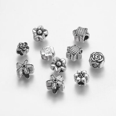Tibetan Style Alloy European Beads Large Hole Beads Mixed Flower Antique Silver 1013x10125x810mm Hole 455mm
Tibetan Style Alloy European Beads Large Hole Beads Mixed Flower Antique Silver 1013x10125x810mm Hole 455mm