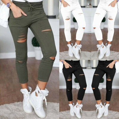 Women Skinny Ripped Holes Jeans Pants High Waist Stretch Slim Pencil Trousers
Women Skinny Ripped Holes Jeans Pants High Waist Stretch Slim Pencil Trousers