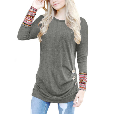 Nomeni Women Long Sleeve Loose Button Trim Blouse Patchwork Round Neck Tunic T-Shirt
Nomeni Women Long Sleeve Loose Button Trim Blouse Patchwork Round Neck Tunic T-Shirt