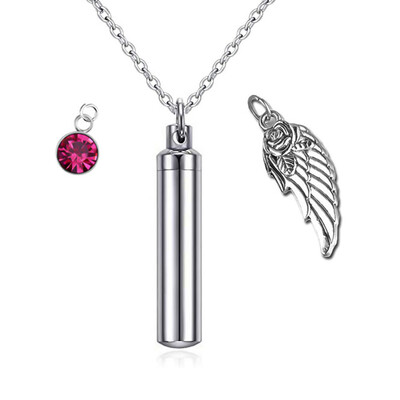 Cremation Jewelry Urn Necklace for Ashes with Angel Wing Charm & Cylinder Eternity Stainless Steel
Cremation Jewelry Urn Necklace for Ashes with Angel Wing Charm & Cylinder Eternity Stainless Steel